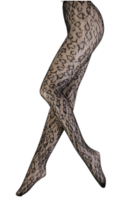 Женские стильные сетчатые колготки чёрного цвета с леопардовым плетением  TEMPTATION | Sokisahtel