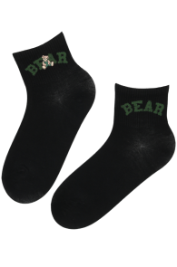 Хлопковые носки чёрного цвета с изображением плюшевого мишки TERRA | Sokisahtel