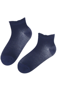 Хлопковые укороченные (спортивные) носки тёмно-синего цвета с блестящей кромкой TESSA | Sokisahtel