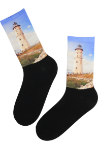 THE LIGHTHOUSE print pattern socks
