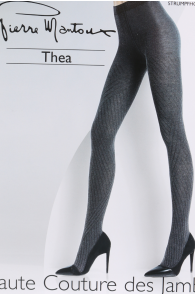 Женские хлопковые фантазийные колготки чёрного цвета с геометрическим узором THEA от Pierre Mantoux | Sokisahtel