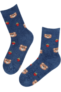 TOBIA dark blue soft socks with bears | Sokisahtel