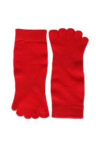 Укороченные хлопковые носки красного цвета с пальцами TOES | Sokisahtel