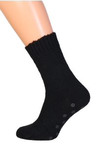 Теплые домашние носки черного цвета из шерсти ангоры с нескользящей подошвой TOM | Sokisahtel
