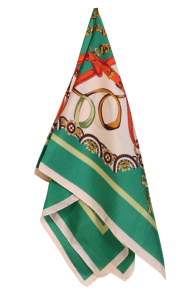 Шейный платок зелёного цвета с яркими акцентами и узором в виде ремней и ленточек TRIESTE | Sokisahtel