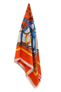 Шейный платок оранжевого цвета с яркими акцентами и узором в виде ремней и ленточек TRIESTE | Sokisahtel