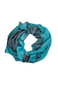 Alpaca wool and silk double face turquoise shawl | Sokisahtel