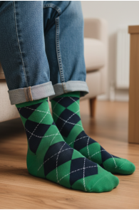 TUESDAY rohelise rombimustriga puuvillased sokid | Sokisahtel