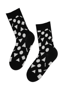 Женские хлопковые носки черного цвета с геометрическим узором MARRE | Sokisahtel