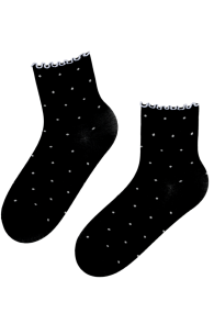 Хлопковые носки чёрного цвета в белую крапинку URME | Sokisahtel