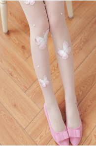 VALERIA white tights with butterflies | Sokisahtel