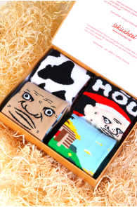 THE OLD MAN cartoon gift box with 4 pairs of socks | Sokisahtel