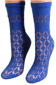 Тонкие сетчатые носки синего цвета FANNI от Sarah Borghi | Sokisahtel