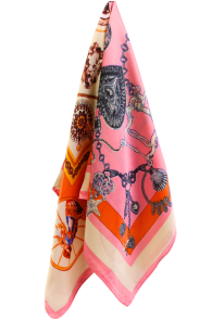 Шейный платок розового цвета с шёлком и винтажным узором VERONA | Sokisahtel