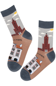 WARSZAWA brown city view cotton socks | Sokisahtel