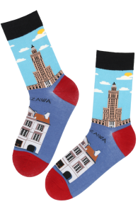 WARSZAWA blue city view cotton socks | Sokisahtel