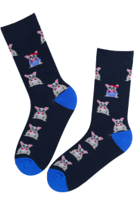 WESTLEY dark blue cotton socks with dogs | Sokisahtel