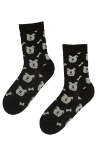 WHITE PUPPY merino wool socks with dogs | Sokisahtel