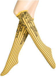 YVONNE yellow striped knee-highs | Sokisahtel