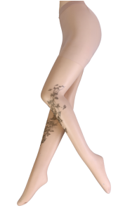 ZANNA beige print pattern tights | Sokisahtel