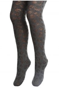 ZORIA dark grey animal print tights for children | Sokisahtel