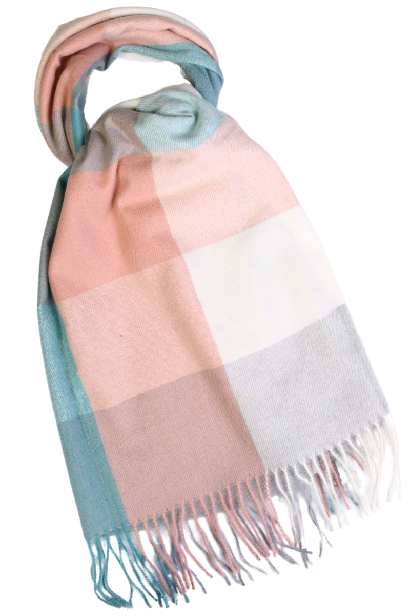 CARAMELLA heleroosa ja rohelise ruuduline sall Sokisahtel