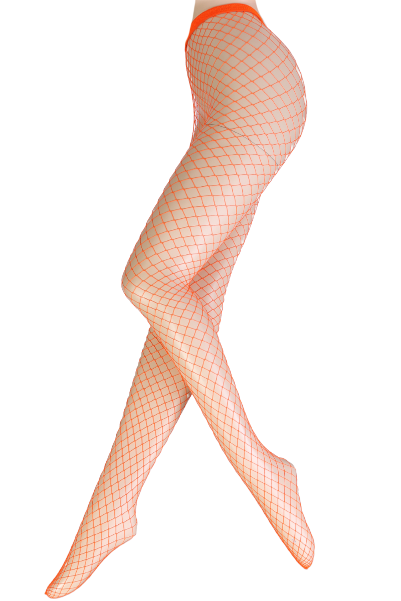Orange fishnet stockings top