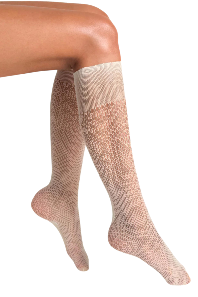 White fishnet knee high socks on sale