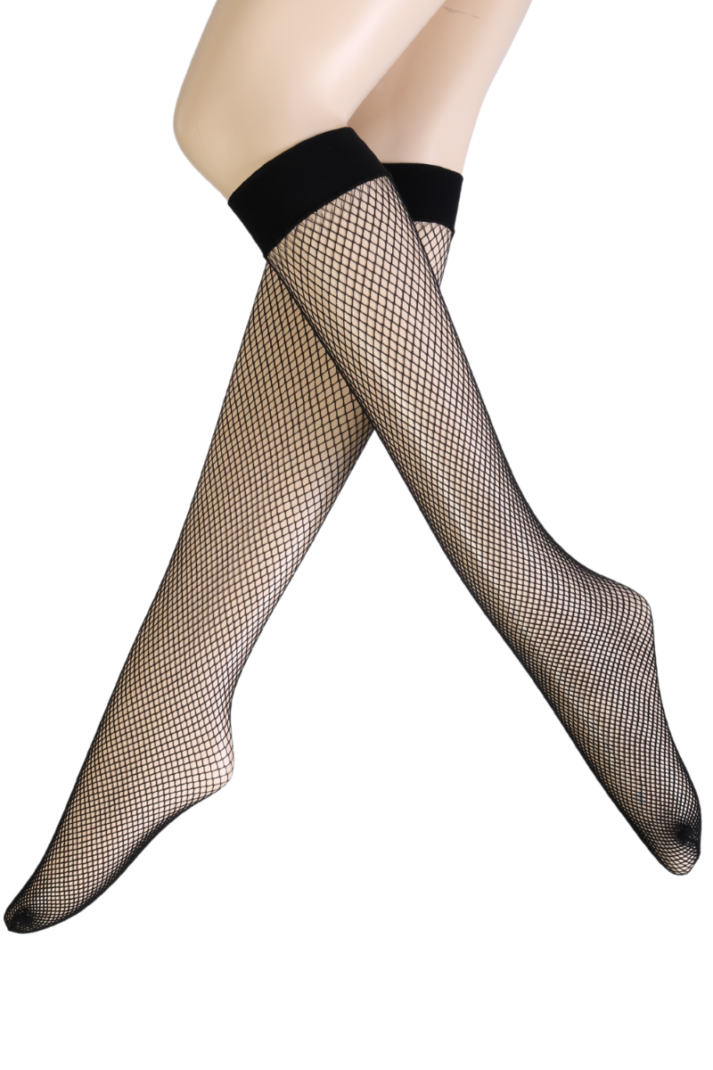 Black fishnet knee highs hotsell