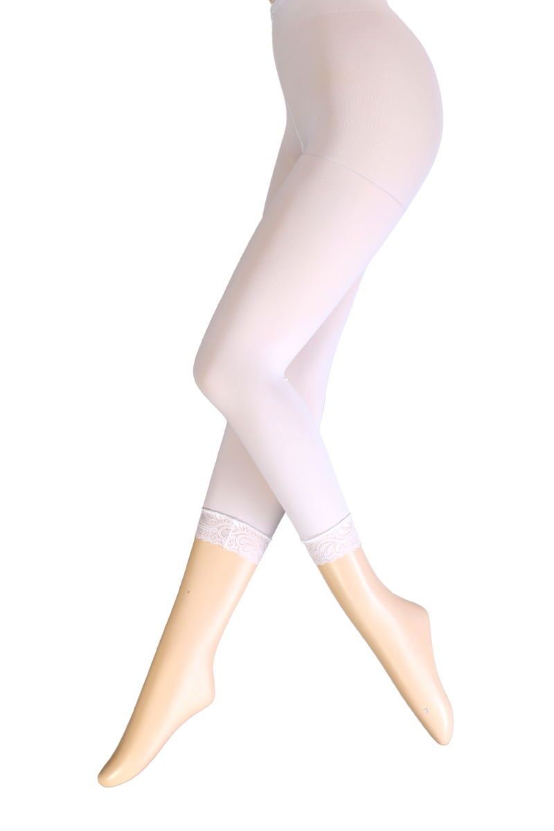 VANDA white leggings with a lace edge Sokisahtel
