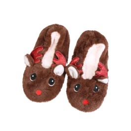 REINDEER brown soft slippers Sokisahtel
