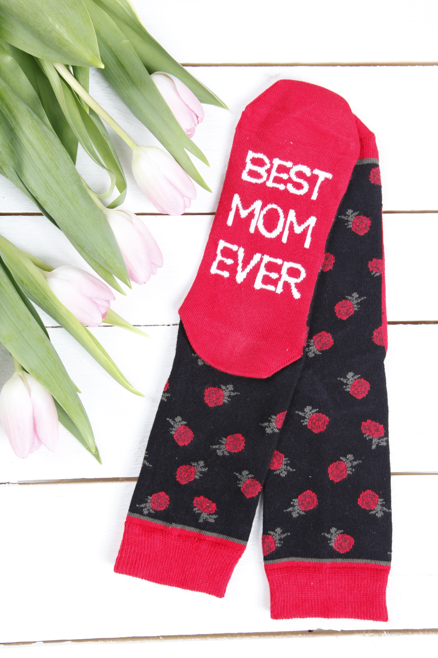FRANKA socks for beloved mom, red roses pattern