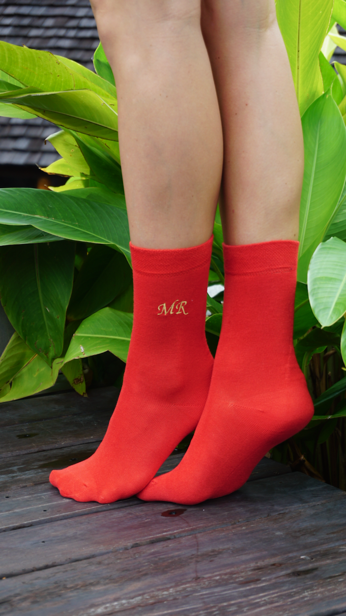 Women's socks with personal name, ROMANTIK font style