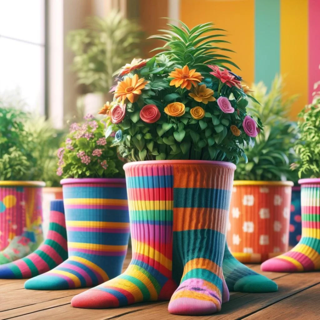 DIY Sock Crafts: flowerpot cover