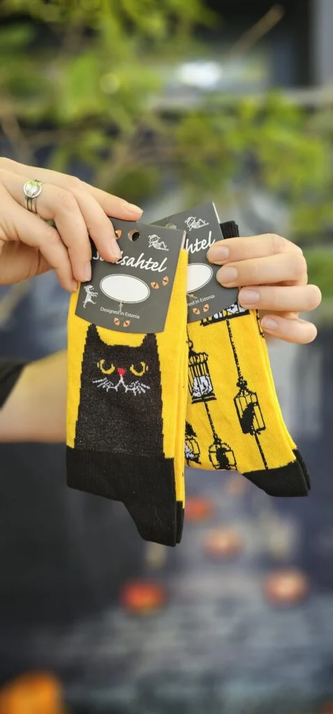 EVIL CAT kassi ja nahkhiirtega halloweeni sokid