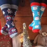 SANTA sinised jõuluvanadega puuvillased sokid