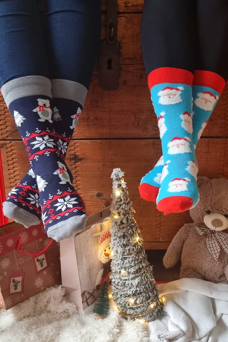 SANTA sinised jõuluvanadega puuvillased sokid