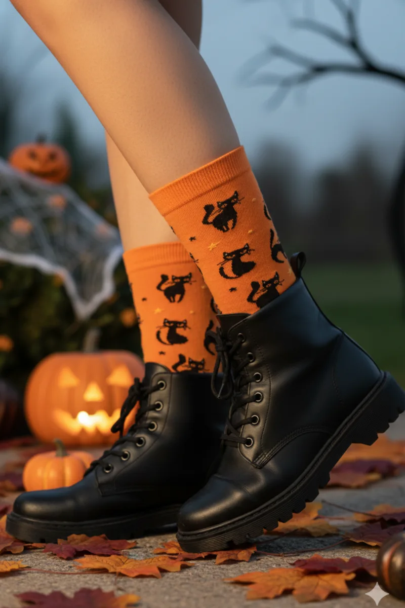 BRAM mustade kassidega Halloweeni sokid