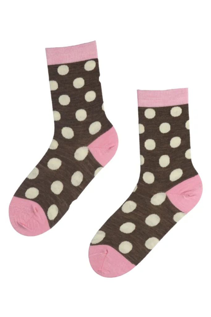 BROWN DOTS meriinovillased täpilised sokid