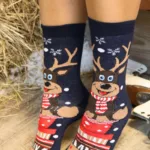 CHRISTMAS põhjapõdraga puuvillased jõulusokid