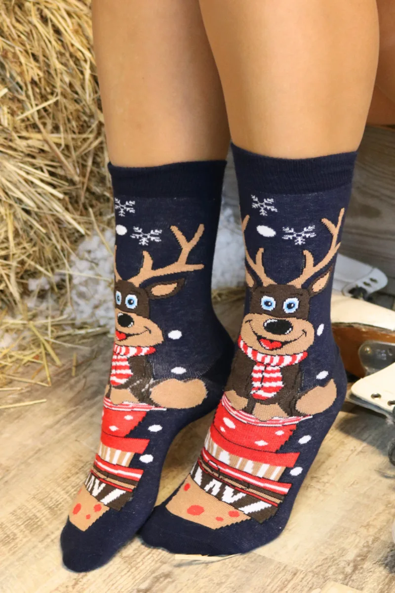CHRISTMAS põhjapõdraga puuvillased jõulusokid