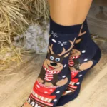 CHRISTMAS põhjapõdraga puuvillased jõulusokid