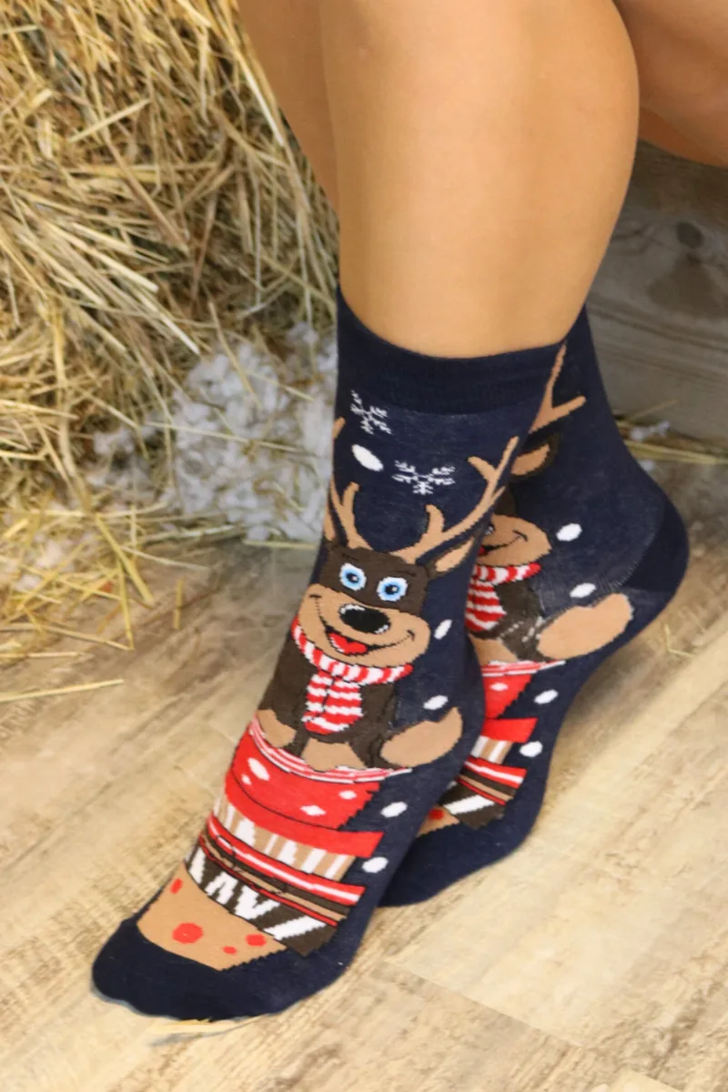 CHRISTMAS põhjapõdraga puuvillased jõulusokid