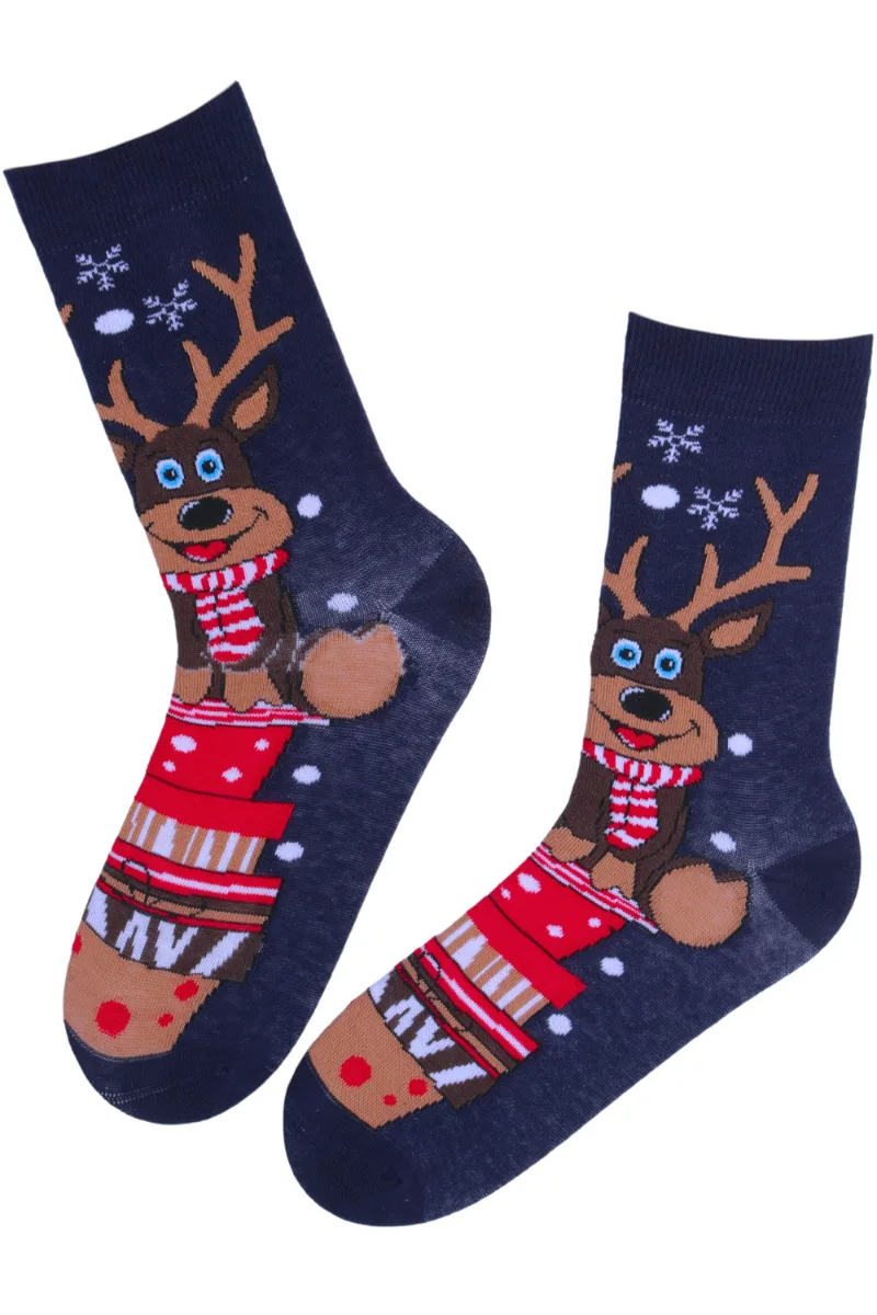 CHRISTMAS põhjapõdraga puuvillased jõulusokid