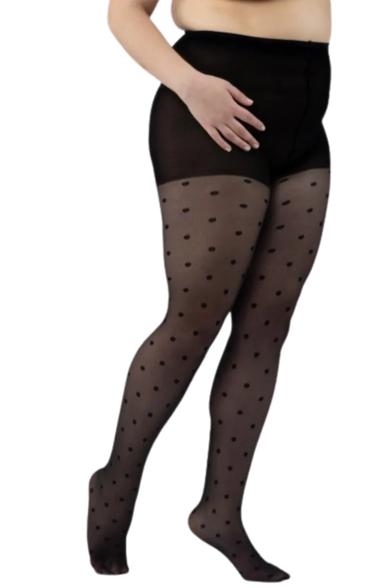 DOTS plus size musta värvi täpilised sukkpüksid