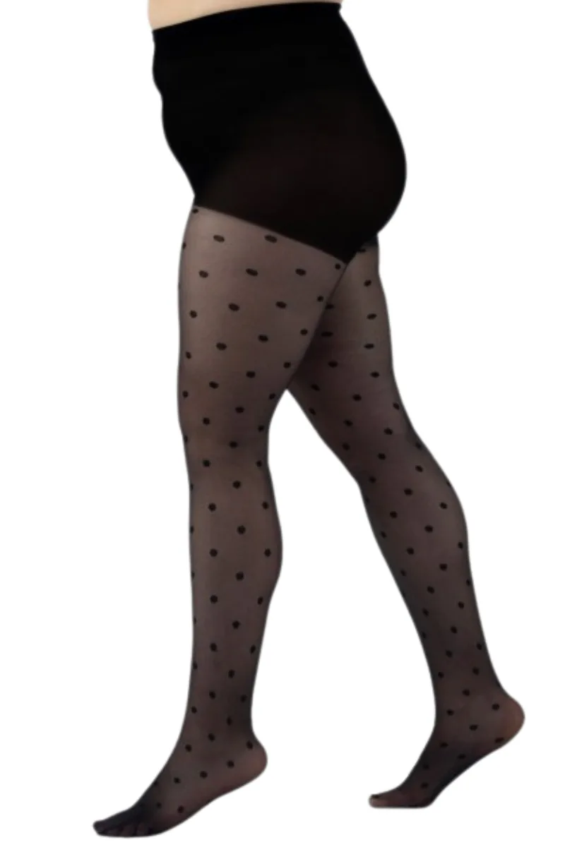 DOTS plus size musta värvi täpilised sukkpüksid