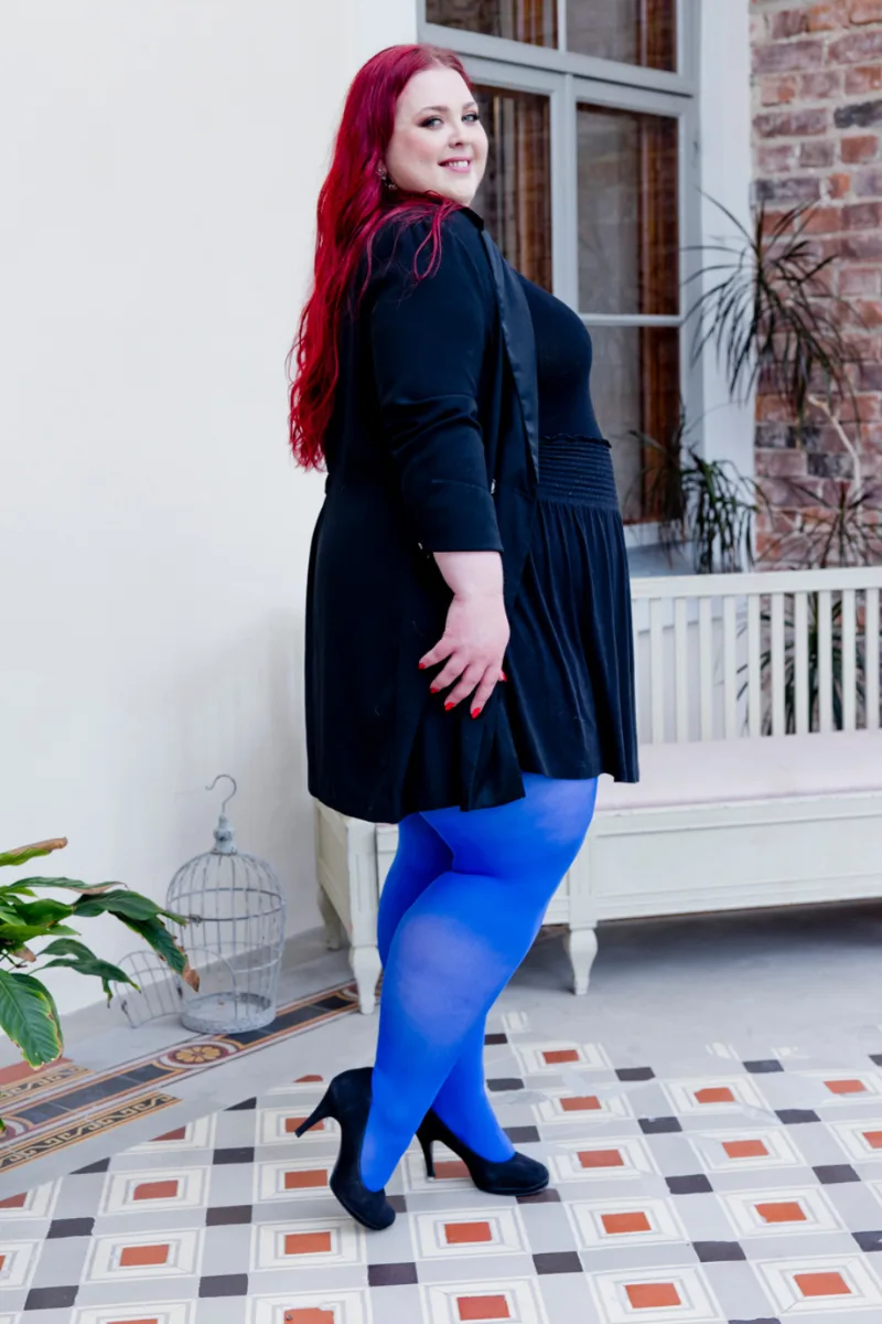 GLOW plus size 50 DEN sinised sukkpüksid