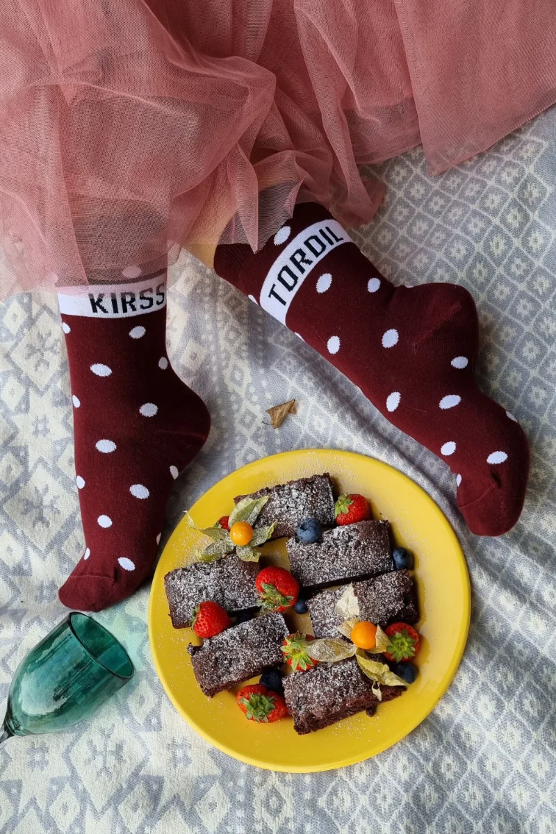 KIRSS TORDIL kirsipunased puuvillased sokid