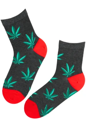 MARLEY kanepilehtedega hallid puuvillased sokid