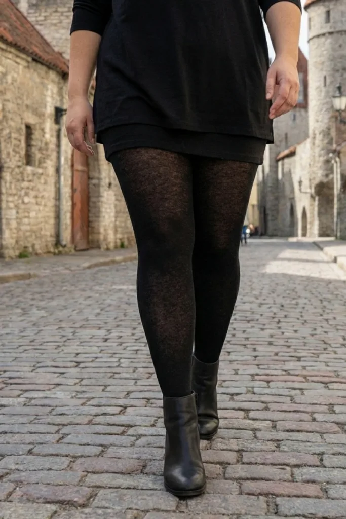 MILANA plus size mustad meriinovillased sukkpüksid